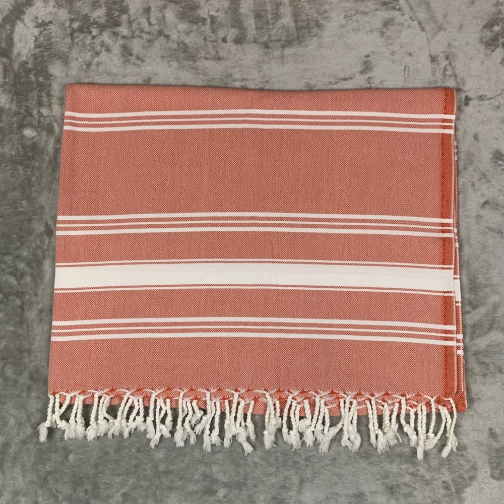 Loomed NOLA Organic Cotton Turkish Towel Peshtemal Terracotta Orange Stripe Boho